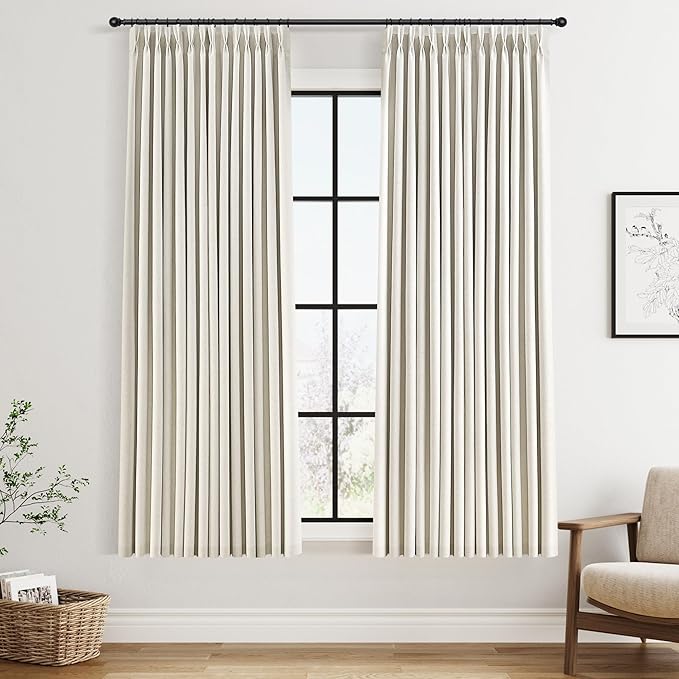 Joywell Pinch Pleated Blackout Linen Curtains 63 Inches Long by Joywell