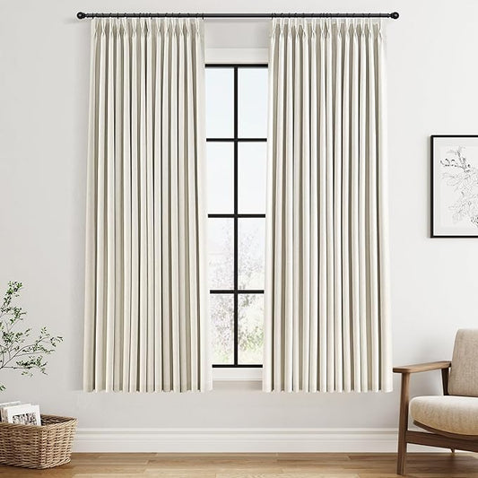 Joywell Pinch Pleated Blackout Linen Curtains 63 Inches Long by Joywell
