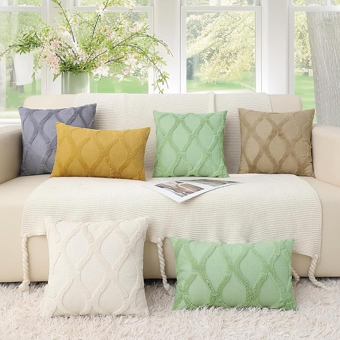 decorUhome Throw Pillow Covers 24x24 Inch Set of 2, Soft Plush Faux Fur Wool - Image 5