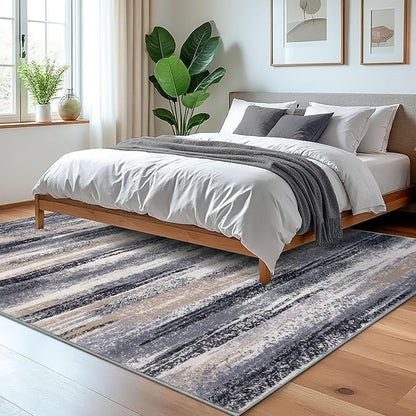 Modern Abstract 5x7 Machine Washable Area Rug Non-Slip Soft Bedroom Living Romm - Image 2
