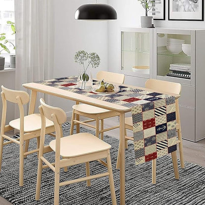Navigation Striped Patchwork Plaid Table Runner Anchor Compass Polka Dot Table - Image 3