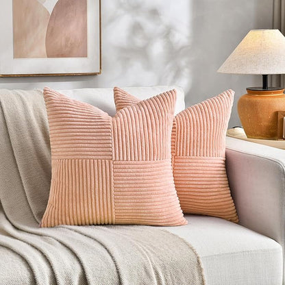 Fancy Homi 2 Packs Peach Decorative Throw Pillow Covers 16x16 Inch - Image 5