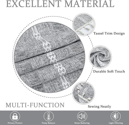 ColorBird Grey Curtains for Living Room 2 Panels Set, Linen Curtains 84 Inches - Image 3