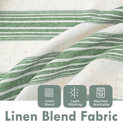 DriftAway Farmhouse Vertical Striped Linen Blend Textured Light Filtering Semi - Image 2