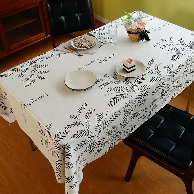 Square Table Cloth, 100% Waterproof Tablecloth OilProof SpillProof Vinyl Table - Image 2
