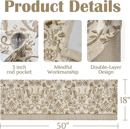 JINCHAN Linen Valance Kitchen Curtain - Image 5