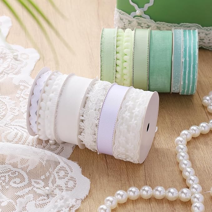 LaRibbons White Ribbons for Crafts 6 Rolls 27.5 Yards TTL Thin Ribbon for - Image 5