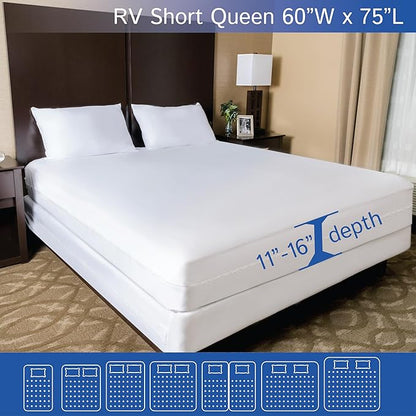RV Short Queen Mattress Protector Waterproof Zippered Encasement Hypoallergenic - Image 2