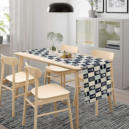 Navigation Patchwork Table Runner, Nautical Anchor Sailboat Rudder Graffiti - Image 3