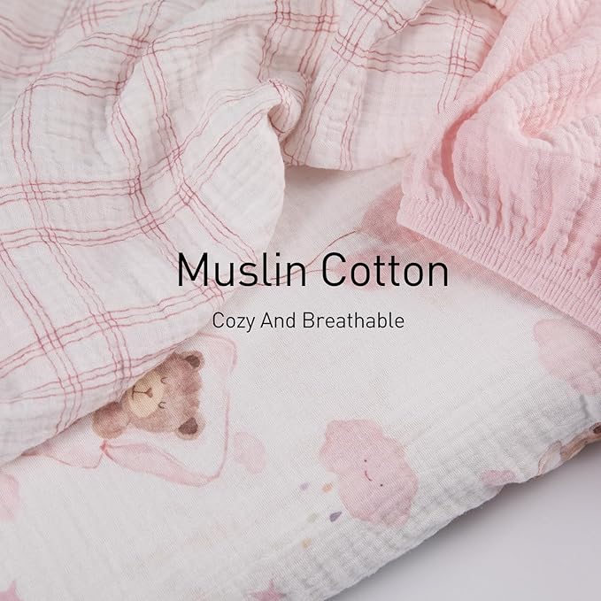 Gllquen Baby Muslin Bassinet Sheets 3 Pack, Breathable Elastic Cozy Fitted - Image 3