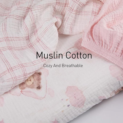 Gllquen Baby Muslin Bassinet Sheets 3 Pack, Breathable Elastic Cozy Fitted - Image 3