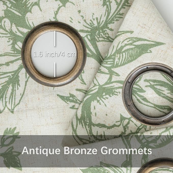 Green Floral Curtains for Living Room 84 Inches Long French Country Green Peony - Image 7