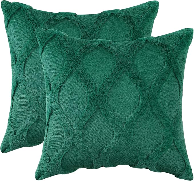 decorUhome Christmas Throw Pillow Covers 18x18 Inch Set of 2, Soft Plush Faux - Image 7
