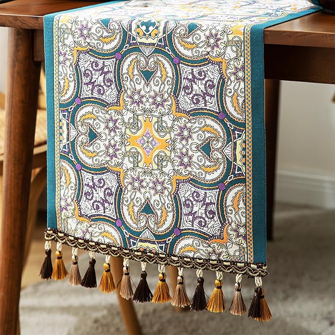 13×72 Inch Table Runner, Retro-Luxury Tassels Series - Image 2
