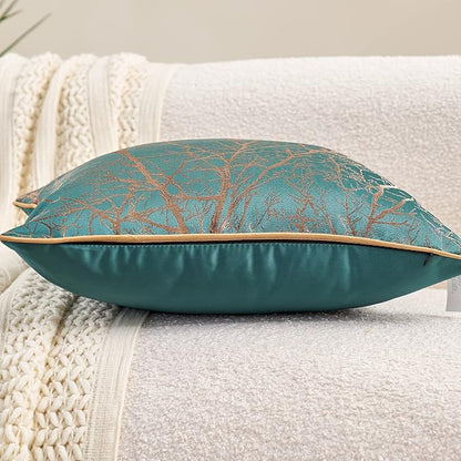 Avigers 12 x 20 Inch Rectangle Teal Green Brown Gold Tree Branch Embroidery - Image 4