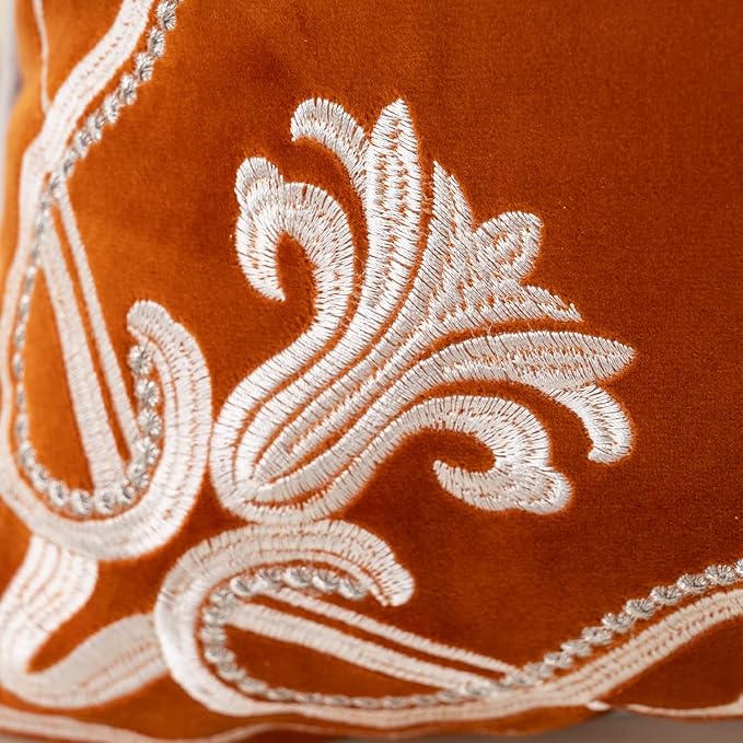 Aeckself European Floral Pillow Cover 16x16 Inch, Luxury Velvet Embroidered - Image 5
