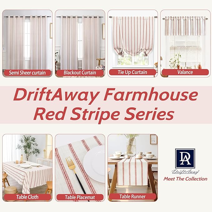 DriftAway Farmhouse Vertical Striped Linen Blend Textured Light Filtering Semi - Image 7