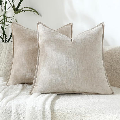 Stellhome Pack of 2, Soft Chenille Soild Throw Pillow Covers Accent Cushion by Stellhome