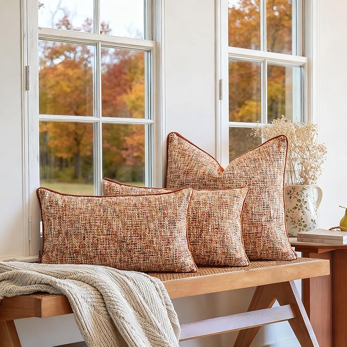 a moment Fall Rust Orange Reversible Pillow Covers 2 Pack - Image 6
