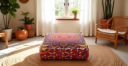 CRAFT KALA Large Hippie Mandala Meditation Floor Ottoman Pillow Cushion Pouf - Image 3