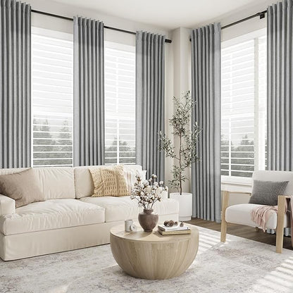 Grey Pinch Pleated Linen Curtains 100 Inches Long - Image 7