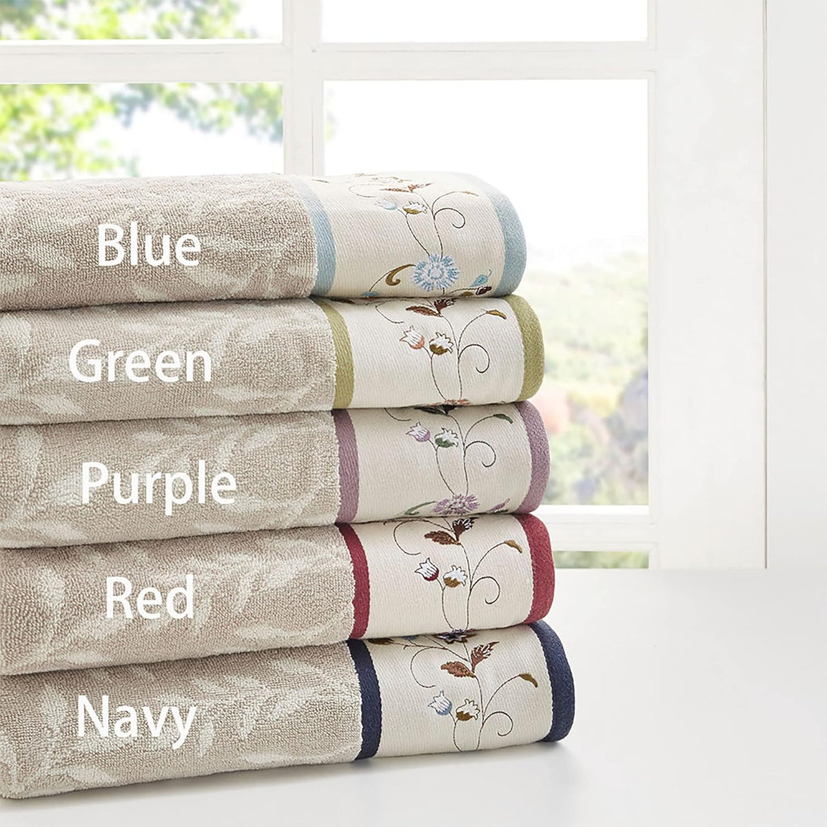 madison park serene 100% cotton bath towel set, front angle view