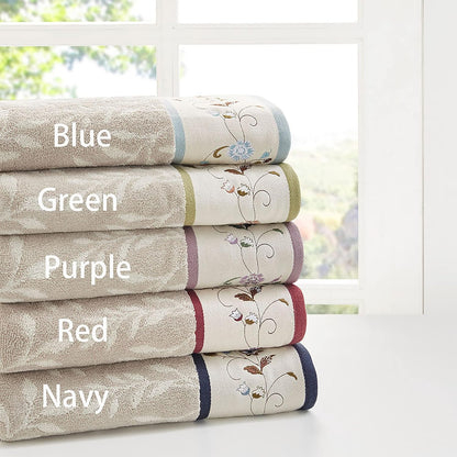 madison park serene 100% cotton bath towel set, front angle view