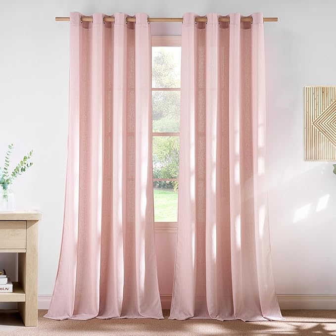 NICETOWN Linen Light Pink Sheer Curtains by NICETOWN