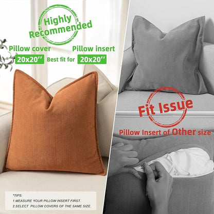 ZWJD Orange Pillow Covers 20x20 Set of 2 Chenille Throw Pillow Covers - Image 3