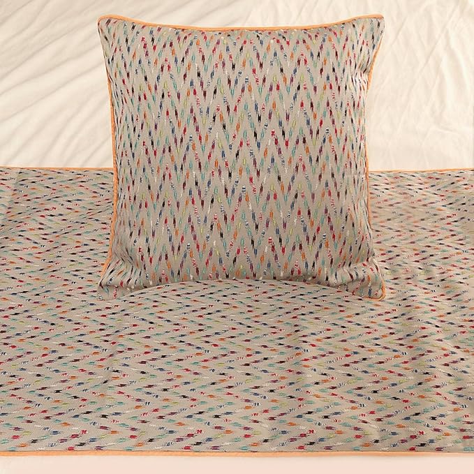 The HomeCentric King Queen Twin Beige & Multicolor Luxury Twin 53"x18" Bed - Image 4