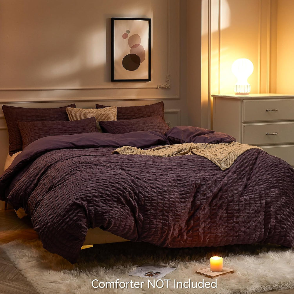 JELLYMONI Purple Seersucker Duvet Cover Set Full Size