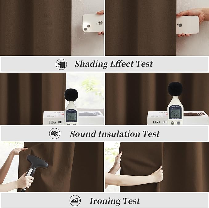 Brown Blackout Pleated Look Curtains 96 Inches Long 8 ft Length - Image 6
