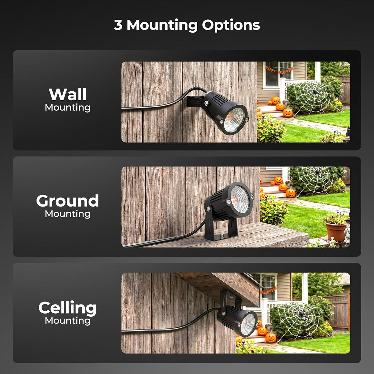 Onforu 12W Purple & Orange LED Outdoor Halloween Spotlights for Yard