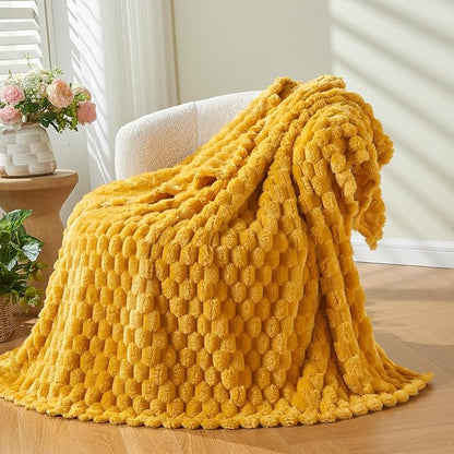 NEWCOSPLAY Super Soft Twin Blanket Mustard Yellow Premium Silky Flannel Fleece by NEWCOSPLAY
