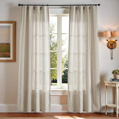 jinchan Linen Blend Curtains 96 inch Length 2 Panels by JINCHAN