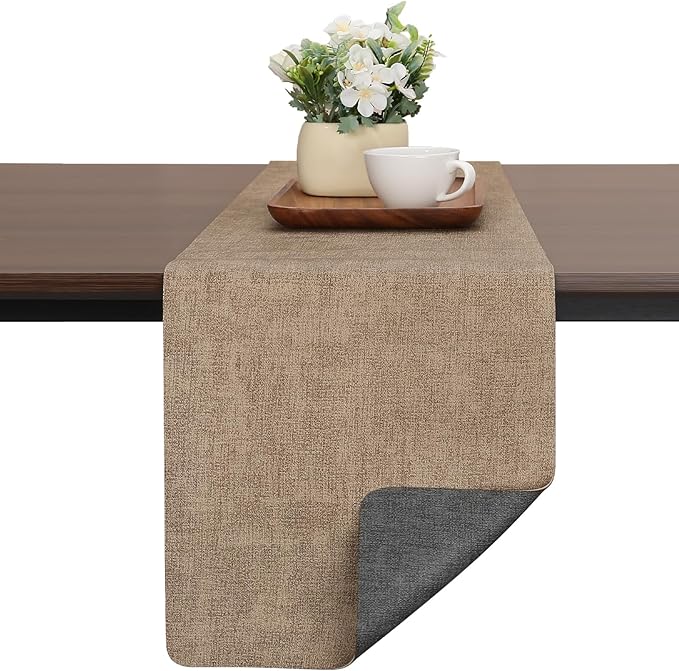Table Runners 55 Inches Long, Dual-Sided Faux Leather Farmhouse Table Runner by Chitomars