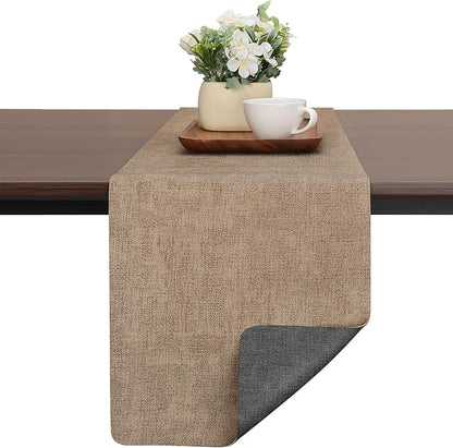 Table Runners 94 Inches Long, Dual-Sided Faux Leather Farmhouse Table Runner by Chitomars