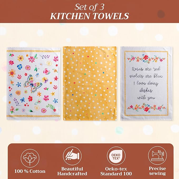 Maison d' Hermine Kitchen Towels Set of 3 100% Cotton 27.50" x 20" Reusable - Image 2
