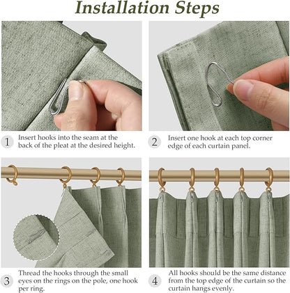 Sage Green Pinch Pleated Semi Sheer Curtains 108 Inches long - Image 8