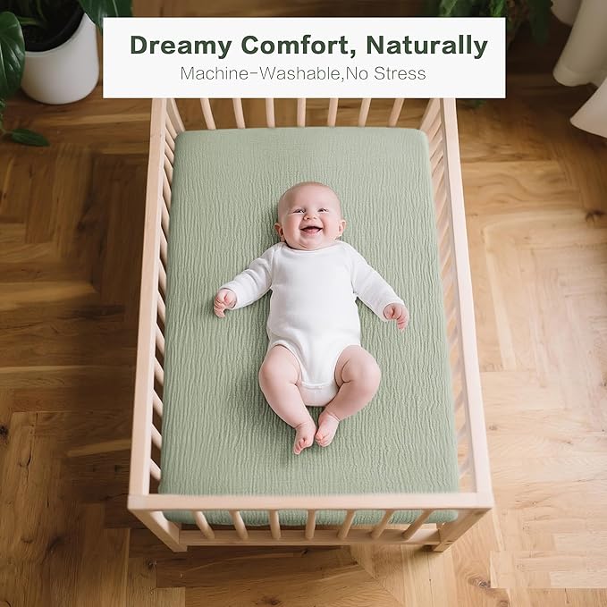 Muslin Bedside Sleeper Bassinet Fitted Sheets, 3 Pack Cotton Baby Sheet - Image 4