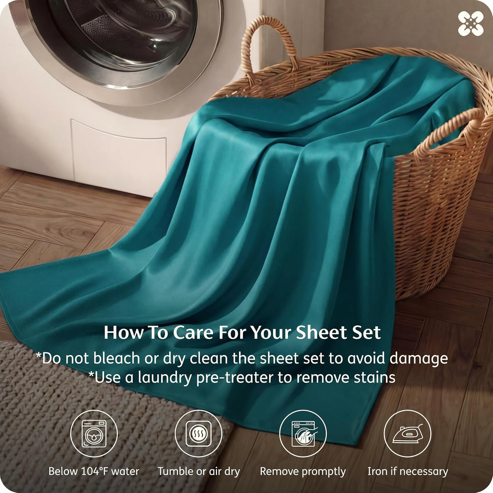 Bedsure PureWoven 100% Rayon Derived from Bamboo, Queen Sheets, 4 Pieces