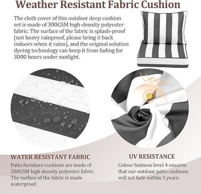 Waterproof Outdoor Chair Cushion Set of 3, Outdoor Cushions - Image 4