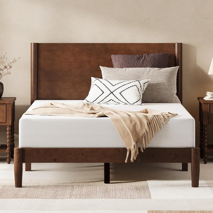 amerlife solid wood full bed frame, mid century, main product view