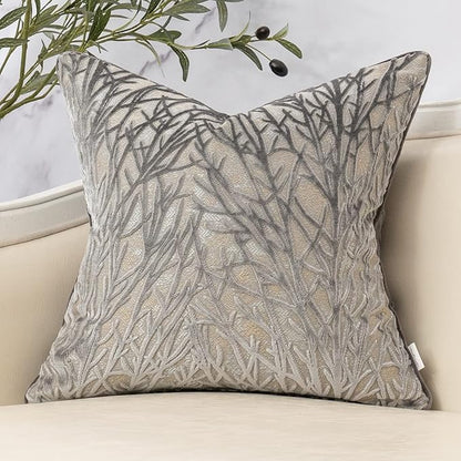 Yangest Dark Grey Twigs Throw Pillow Cover Branches Velvet Cushion Case Neutral by Yangest