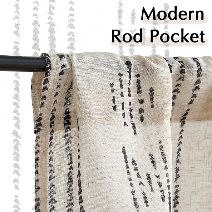 jinchan Boho Kitchen Linen Tier Curtains 30 Inch Bohemian Cafe Curtains - Image 7