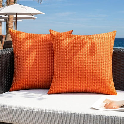Kevin Textile Fall Outdoor Waterproof Throw Pillow Covers Pack of 2 Weaving by KevinTextile