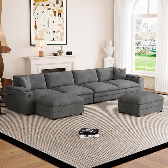 148.7" U Shaped Cloud Sofa Couch by Unknown