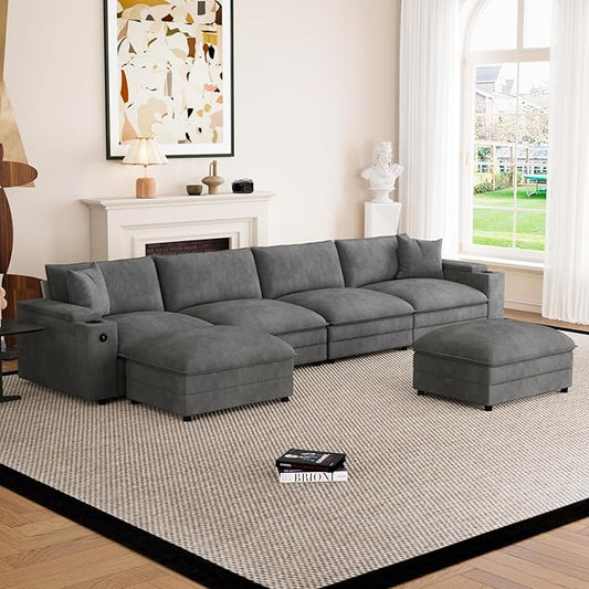 148.7" U Shaped Cloud Sofa Couch by Unknown