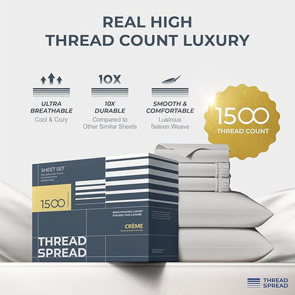 THREAD SPREAD 100% Egyptian Cotton Split King Sheets Sets - Image 2