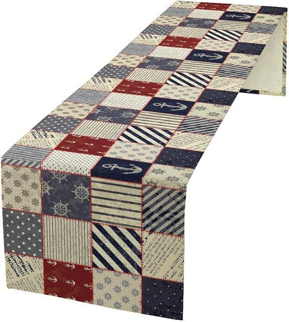 Navigation Striped Patchwork Plaid Table Runner Anchor Compass Polka Dot Table by Unknown